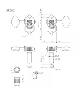 Gotoh SE700-06MN/B stemmechanieken voor akoestisch gitaar.