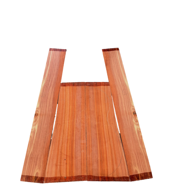 Padouk zij- en achterblad set 15 voor klassiek gitaar